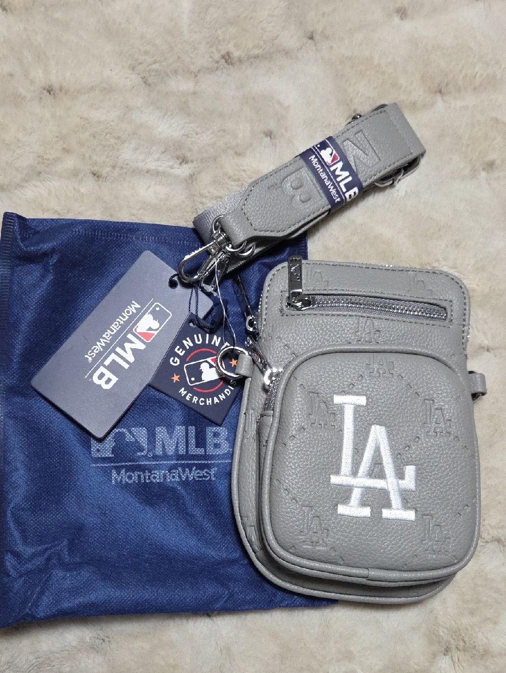 MLB Los Angeles Dodgers Gray Mini Crossbody Pouch